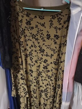 Floral Print Olive Green Maxi Dress